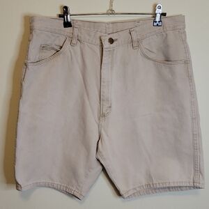 Tan Flat Front Knee-Length Shorts